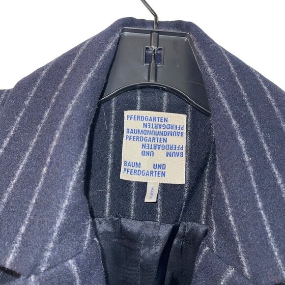 Baum Und Pferdgarten Womens Coat Size Small Blue Pinstripe Pockets Darla Wool - Picture 3 of 10